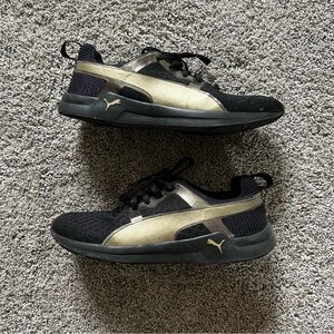 Puma Gold and Black Sneakers